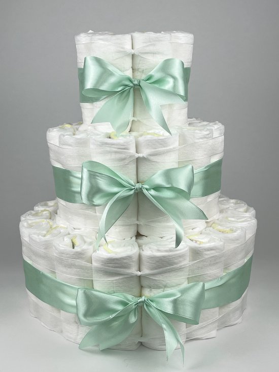 Chouette-Chouette | Luiertaart Neutraal | Kraamcadeau | Geboorte Jongen Meisje | Babyshower | Basic 64 Groen van Chouette-Chouette