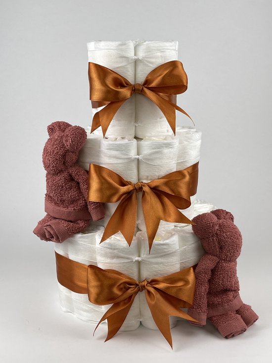 Chouette-Chouette | Luiertaart Neutraal | Kraamcadeau | Geboorte Jongen Meisje | Babyshower | Beren Koper - Koper van Chouette-Chouette
