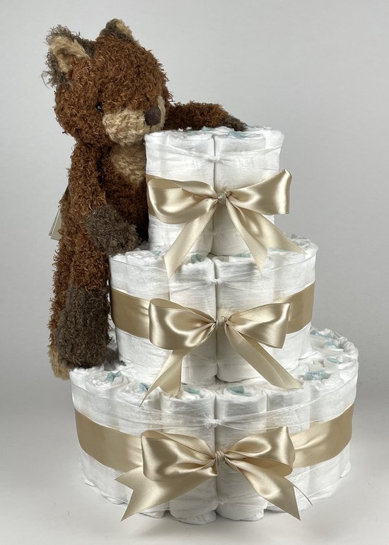 Chouette-Chouette | Luiertaart Neutraal | Kraamcadeau | Geboorte Jongen Meisje | Babyshower | Bunnies By the Bay Vos Foxy Beige van Chouette-Chouette