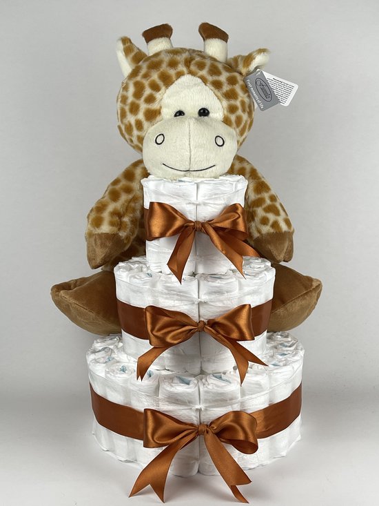Chouette-Chouette | Luiertaart Neutraal | Kraamcadeau | Geboorte Jongen Meisje | Babyshower | Giraffe Koper van Chouette-Chouette