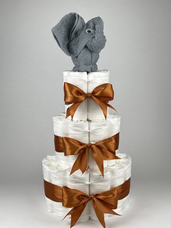 Chouette-Chouette | Luiertaart Neutraal | Kraamcadeau | Geboorte Jongen Meisje | Babyshower | Olifant Grey-Blue - Koper van Chouette-Chouette