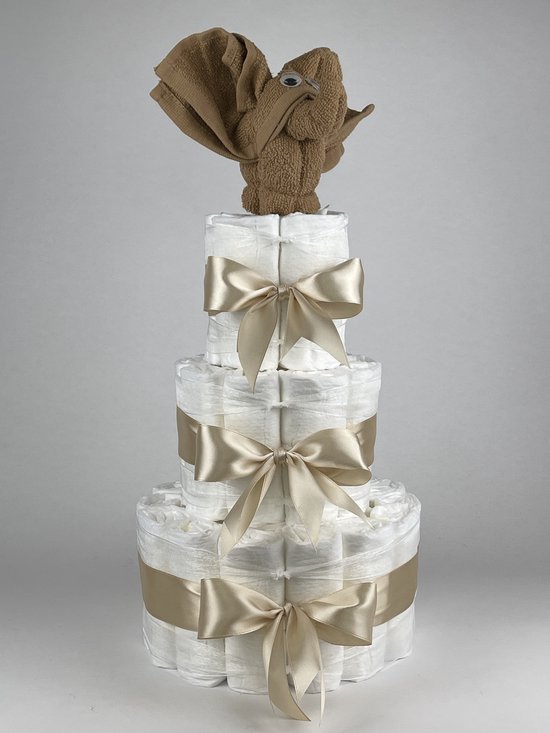 Chouette-Chouette | Luiertaart Neutraal | Kraamcadeau | Geboorte Jongen Meisje | Babyshower | Olifant Sand - Beige van Chouette-Chouette