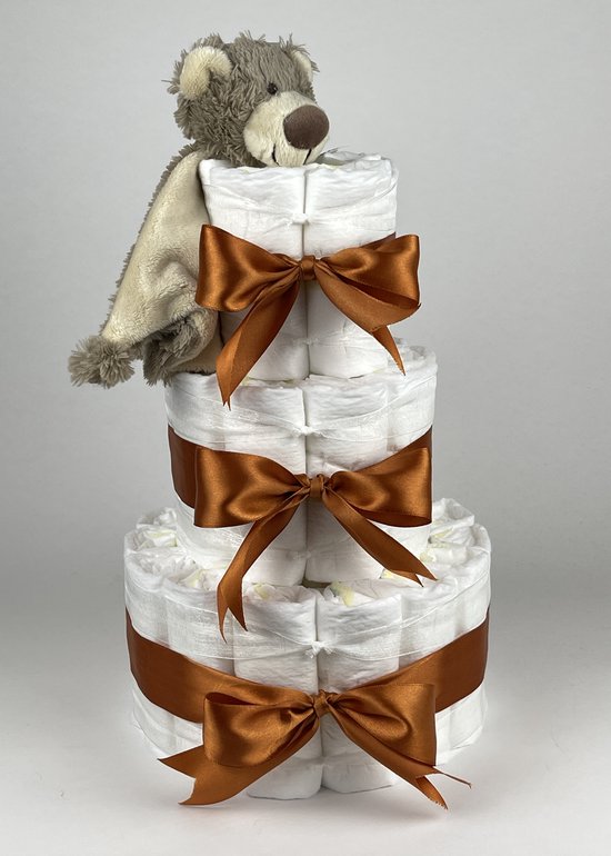 Chouette-Chouette | Luiertaart Neutraal | Kraamcadeau | Geboorte Jongen Meisje | Babyshower | Tuttle Beer Bella Koper van Chouette-Chouette
