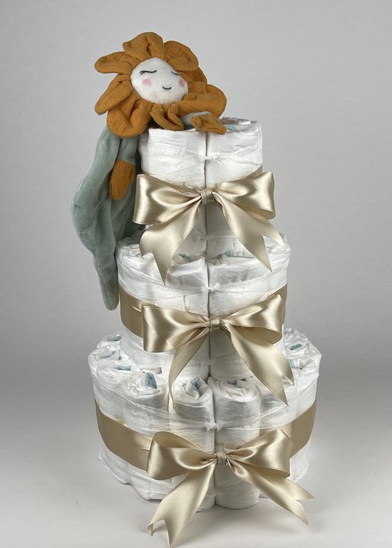 Chouette-Chouette | Luiertaart Neutraal | Kraamcadeau | Geboorte Jongen Meisje | Babyshower | Tuttle Fleur Beige van Chouette-Chouette
