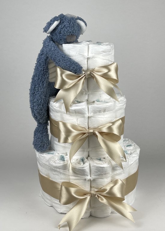 Chouette-Chouette | Luiertaart Neutraal | Kraamcadeau | Geboorte Jongen Meisje | Babyshower | Tuttle Happy Koala Beige van Chouette-Chouette