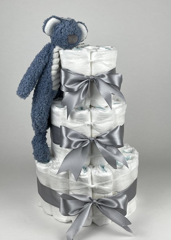 Chouette-Chouette | Luiertaart Neutraal | Kraamcadeau | Geboorte Jongen Meisje | Babyshower | Tuttle Happy Koala Grijs van Chouette-Chouette