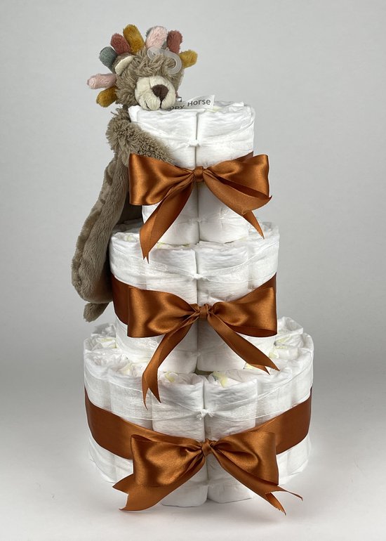 Chouette-Chouette | Luiertaart Neutraal | Kraamcadeau | Geboorte Jongen Meisje | Babyshower | Tuttle Leeuw Leon Koper van Chouette-Chouette