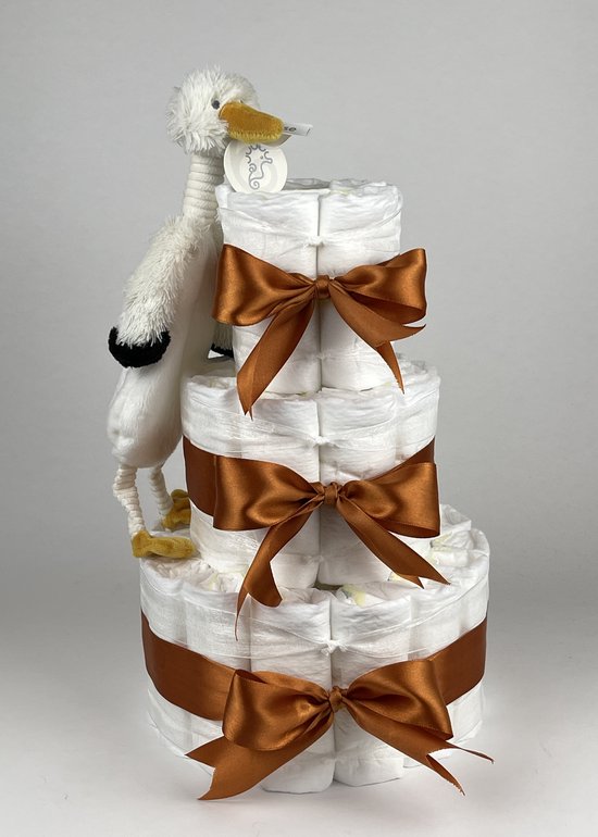 Chouette-Chouette | Luiertaart Neutraal | Kraamcadeau | Geboorte Jongen Meisje | Babyshower | Tuttle Stork Sky Koper van Chouette-Chouette