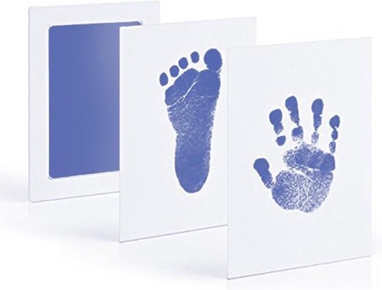 CHPN - Baby Voet- en Handafdruk Inktset - Lichtblauw - Incl. 2 witte kaartjes - 2 setjes - Voetafdruk baby - Handafdruk - Kraamcadeau - Geboorte - Moederdag - Vaderdag van CHPN