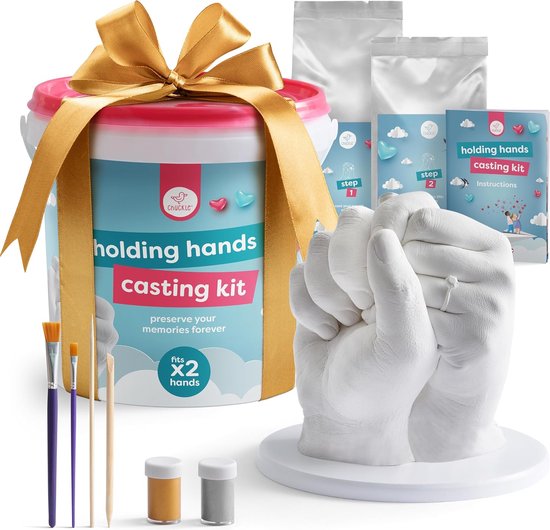 chuckle - 3D Gipsafdruk Set - Handafdrukset - Handgietset voor Koppels en Familie met Goudverf - Eenvoudig te Gebruiken - Uniek Cadeau en Souvenir voor Jubilea - Verjaardagen en Kerstmis van Merkloos