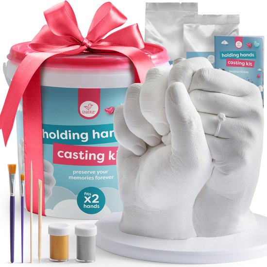 Chuckle - 3D Gipsafdruk Set - Handafdrukset - Handgietset voor Koppels en Familie met Goudverf - Eenvoudig te Gebruiken - Uniek Cadeau en Souvenir voor Jubilea - Verjaardagen en Kerstmis van CHUCKLE