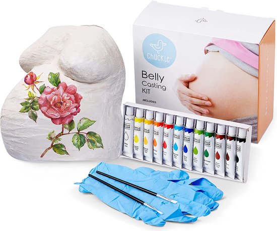 Chuckle Gipsbuik Afdruk Pakket voor Zwangere - inclusief Gipsverband/Gipsrollen & 12 Kleuren Verf - Ideaal Kraamcadeau/Babycadeau van CHUCKLE