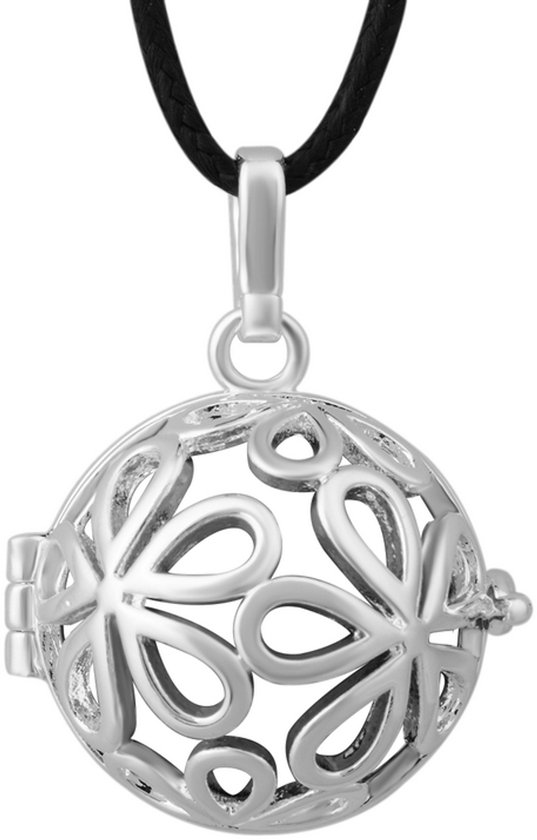 Clariz klankbolhouder Bloemen verzilverd - zwangerschapsbel houder - zwangerschapshanger - zwangerschapsketting - bola van Clariz