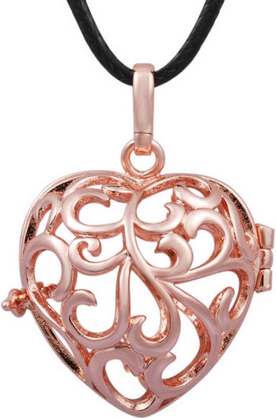 Clariz klankbolhouder Rozegoud Hart locket - zwangerschapsbel houder - zwangerschapshanger - zwangerschapsketting - bola van CLA