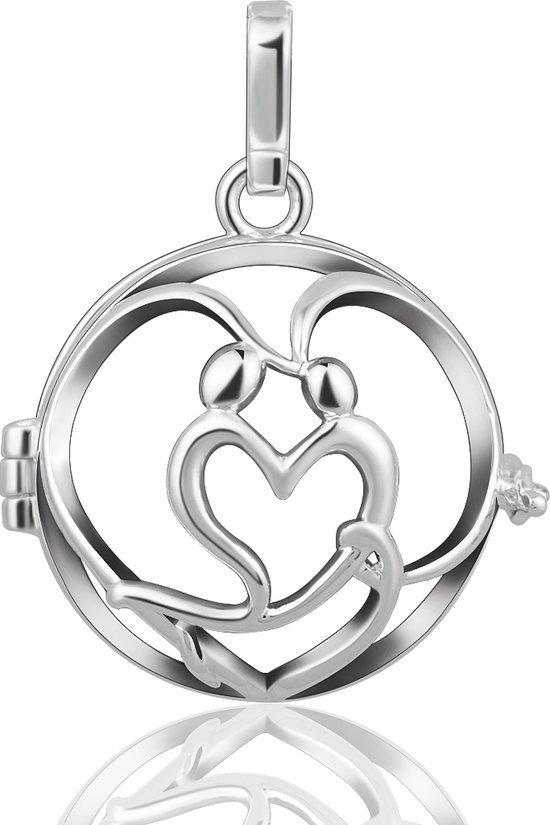 Clariz klankbolhouder Verzilverd Familie - zwangerschapsbel houder - zwangerschapshanger - zwangerschapsketting - bola van Merkloos