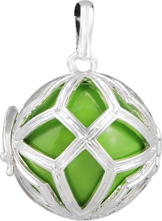 Clariz klankbolhouder Verzilverde Ruit - zwangerschapsbel houder - zwangerschapshanger - zwangerschapsketting - bola van CLA