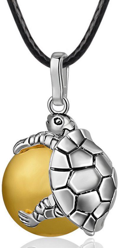 Clariz klankbolhouder Verzilverde Schildpad - zwangerschapsbel houder - zwangerschapshanger - zwangerschapsketting - bola van Merkloos