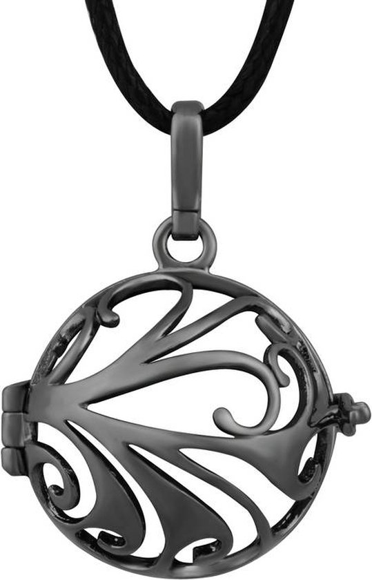 Clariz klankbolhouder Zwart Floral - zwangerschapsbel houder - zwangerschapshanger - zwangerschapsketting - bola van CLA