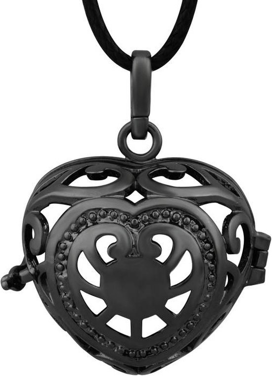 Clariz klankbolhouder Zwart Hart locket - zwangerschapsbel houder - zwangerschapshanger - zwangerschapsketting - bola van CLA