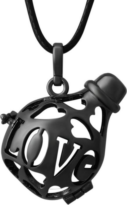 Clariz klankbolhouder Zwart met Love - zwangerschapsbel houder - zwangerschapshanger - zwangerschapsketting - bola van CLA