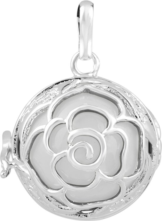 Clariz verzilverde klankbolhouder bloem - zwangerschapsbel houder van CLA