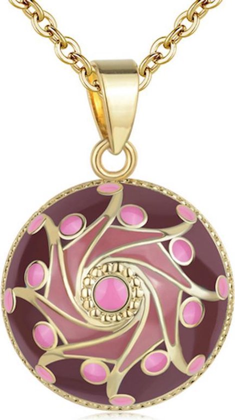 Clariz zwangerschapsbel Roze met paars en goud - zwangerschapsketting - zwangerschapsbelletje - bola van CLA