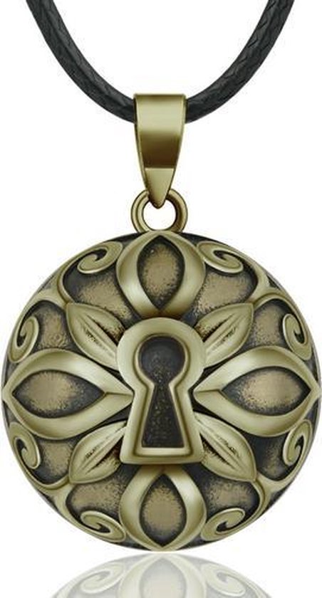 Clariz zwangerschapsbel Sleutelgat zwart met brons - zwangerschapsketting - zwangerschapsbelletje - bola van CLA