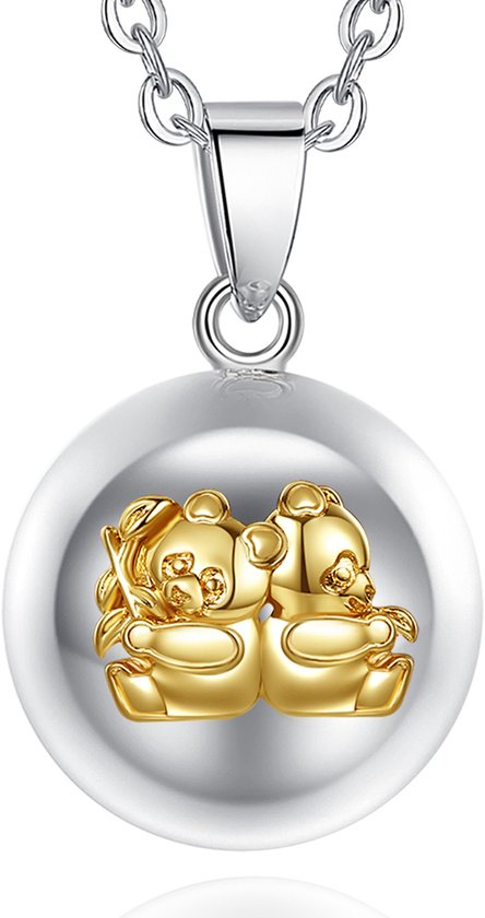 Clariz zwangerschapsbel verzilverd met gouden panda van Clariz