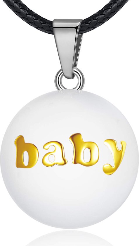 Clariz zwangerschapsbel Wit met goud Baby - zwangerschapsketting - zwangerschapsbelletje - bola van CLA