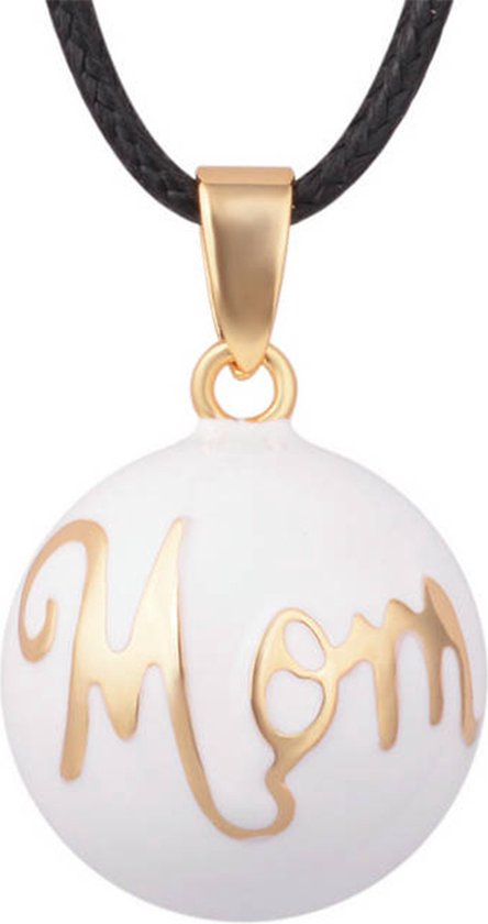 Clariz zwangerschapsbel Wit met goud Mom - zwangerschapsketting - zwangerschapsbelletje - bola van CLA