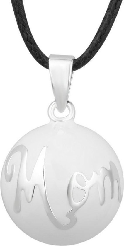 Clariz zwangerschapsbel Wit met zilver Mom - zwangerschapsketting - zwangerschapsbelletje - bola van Clariz