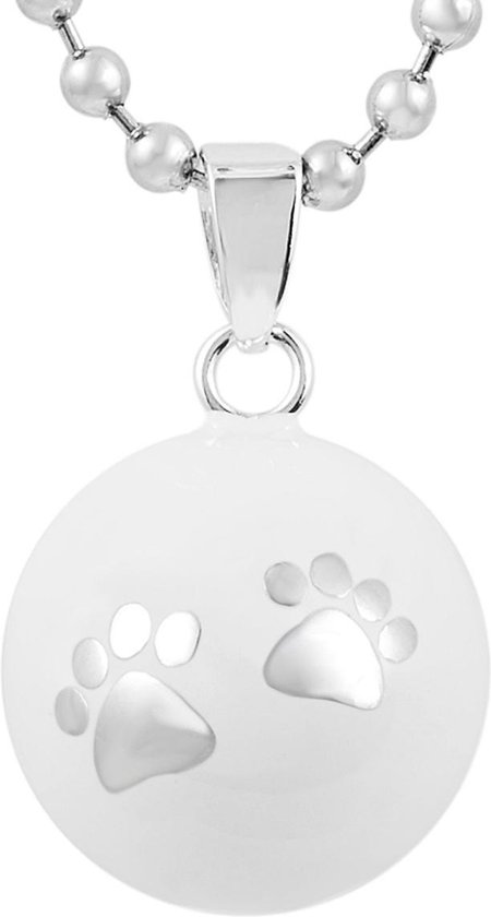 Clariz zwangerschapsbel Wit met zilveren Pootjes - zwangerschapsketting - zwangerschapsbelletje - bola van Merkloos