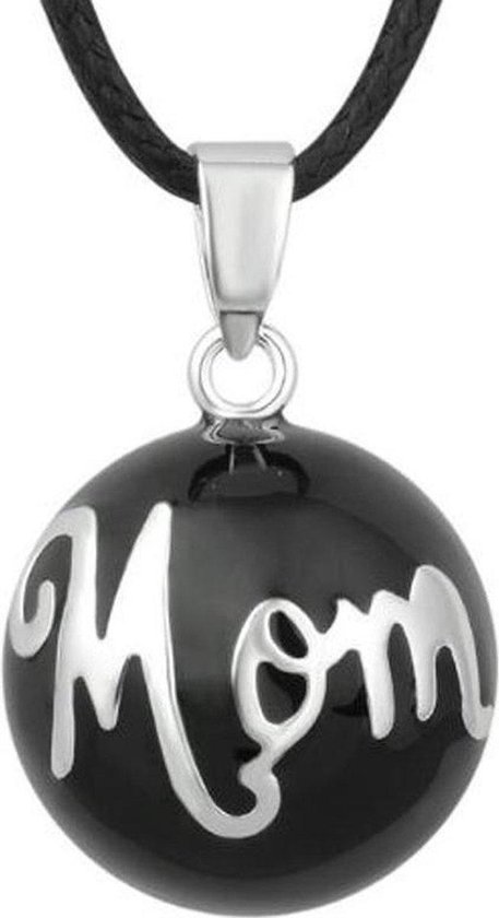 Clariz zwangerschapsbel Zwart met zilver Mom - zwangerschapsketting - zwangerschapsbelletje - bola van CLA