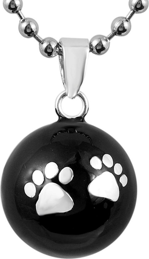 Clariz zwangerschapsbel Zwart met zilveren Pootjes - zwangerschapsketting - zwangerschapsbelletje - bola van CLA