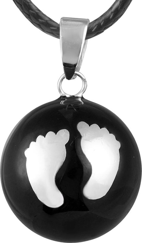 Clariz zwangerschapsbel zwart met zilveren voetjes van CLA