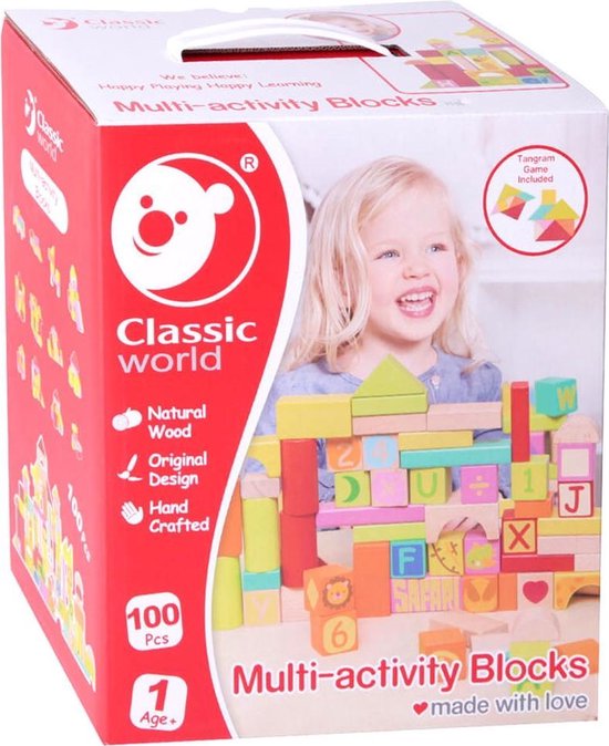 Classic World Houten Blokken - 100 stuks van Classic World