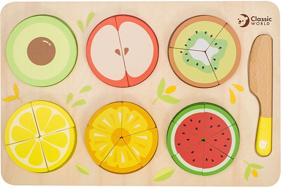 Classic World Houten Fruit Puzzel Breuken, 22dlg. van Classic World