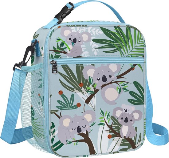 Clastyle Geïsoleerde Koala Lunchbox voor Kid Boy Girl School Lunch Bag Groen Dier Lunch Koeltas voor Outdoor Picknicks Draagbare Lichtgewicht met Flessenhouder