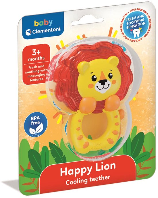 Clementoni - Baby Koelbijtring Leeuw - Gekoelde Teether - Sensorisch - Tandjes Krijgen - Vanaf 3 Maanden