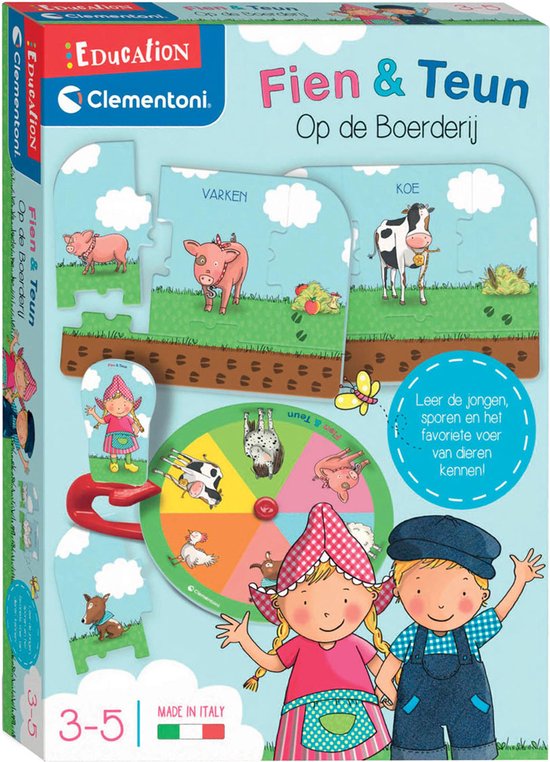 Clementoni Education - Fien en Teun Puzzelspel met Boerderijthema - Legpuzzel met Draaischijf - Het Leerzame Cadeautje - 3-5 jaar van Clementoni