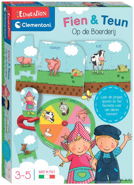 Clementoni Education - Fien en Teun Puzzelspel met Boerderijthema - Legpuzzel met Draaischijf - Het Leerzame Cadeautje - 3-5 jaar van Clementoni