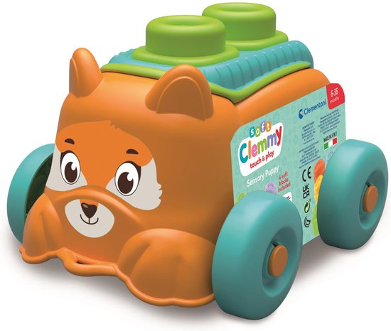 Clementoni Soft Clemmy - Emmer met Bouwset en Hondje - Zachte Stapelblokken - Speelgoed voor Baby’s vanaf 6 maanden van Clementoni