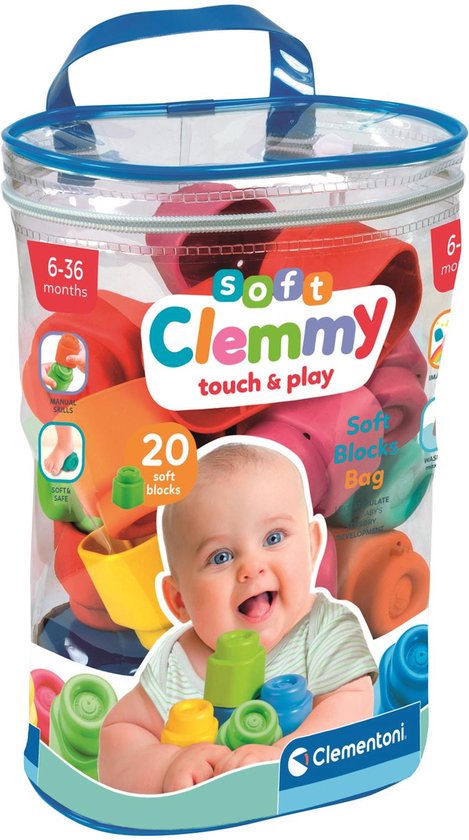 Clementoni Soft Clemmy - Stapelblokken - Baby Blokken - 20 Zachte Speelblokken - 6-36 maanden van Clementoni