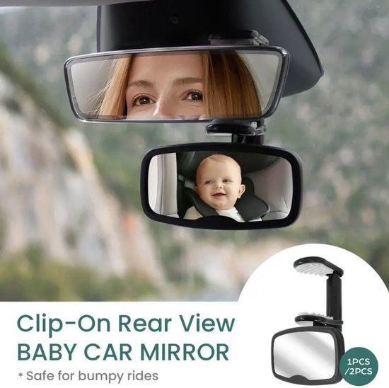 Clip-On Baby Autospiegel – Achteruitkijkspiegel voor Baby’s - Verstelbaar - Lichtgewicht van Merkloos