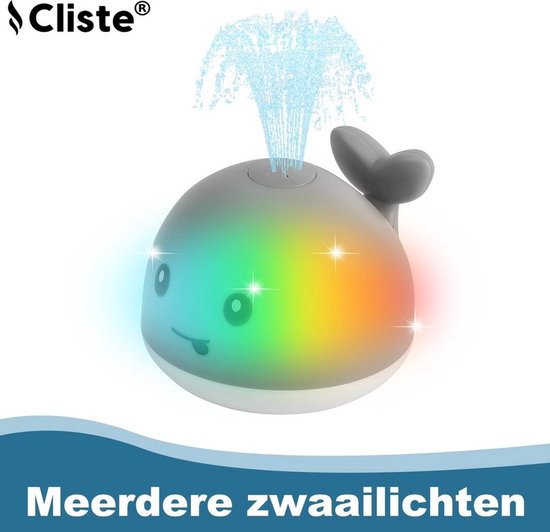 Cliste Mini de Badwalvis - Badspeelgoed - Grijs - Lichtjes - Vis Spuit Water - Badspeeltjes - Voor in bad - Fish Spray Water - bad walvis - Waterspeelgoed - Speelgoed - Fish Bath Toy - Sensor Fontein van Merkloos