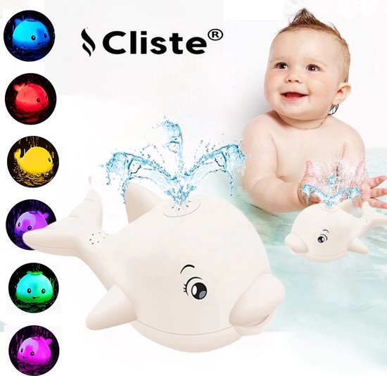 Cliste Mini de groot Badwalvis met Muziek en Lichts - Badspeelgoed - Wit - Lichtjes - Baby Speelgoed - Vis Spuit Water - Badspeeltjes - Voor in bad - Fish Spray Water - bad walvis - Waterspeelgoed - Speelgoed - Fish Bath Toy van Merkloos