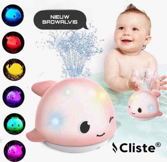 Cliste NIEUW BADWALVIS - Mini de Dolfijn met extra sproeiwaterkracht en twee sensoren - Badspeelgoed - Roze - Lichtjes - Vis Spuit Water - Badspeeltjes - Voor in bad - Fish Spray Water - badwalvis - Speelgoed - Fish Bath Toy - Sensor Fontein van Cliste