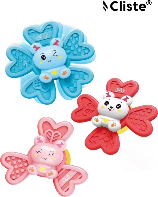 Cliste XL Fidget Toys - Zuignap Spinner Speelgoed - Teddy Kitty en Kikker Fidget spinner - 3 stuks - Sensorisch Speelgoed - Baby - Badspeelgoed - Speelgoed - Badspinner - NIEUW - Kinderen! van Cliste
