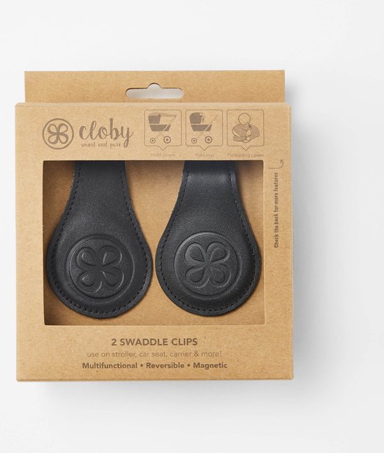 Cloby - Magnetische clip voor zonnedoek - Leer - Zwart - maat Onesize