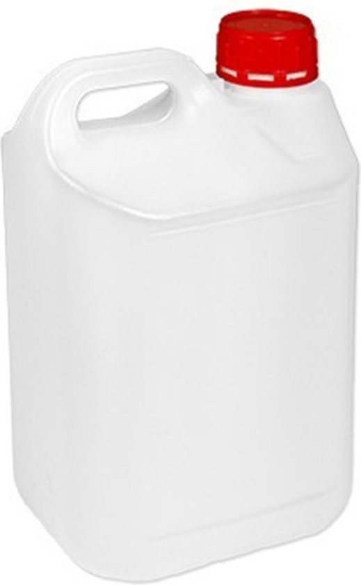 CM Jerrycan voor water/vloeistoffen - 5 liter - Kunststof - met draaidop - 12 x 18 x 30 cm - wit - Camping van CM